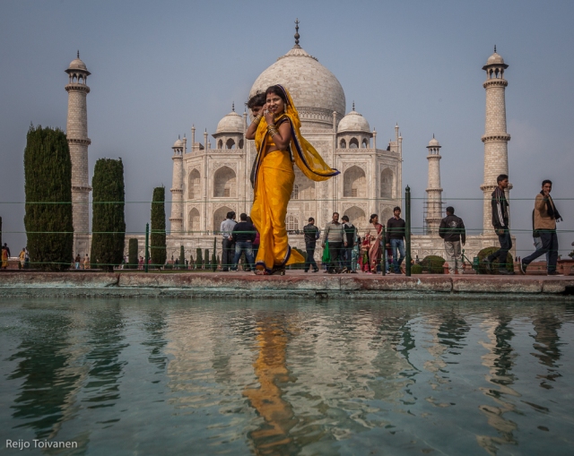 Taj Mahal and an Indian lady